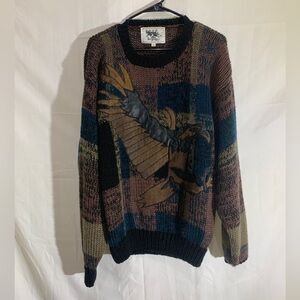 Vintage 1990s Eagle Knit Crewneck Sweater / Vintage 90s size L